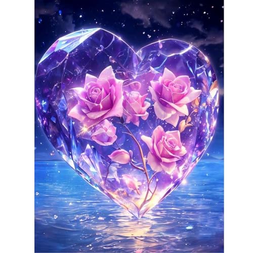 ZEELANNA Diamond Painting Blume Diamond Painting Erwachsene Diamond Painting Bilder Herz Diamond Painting Set Diamant Painting Bilder Erwachsene für Home Wand Decoration, 30x40cm von ZEELANNA