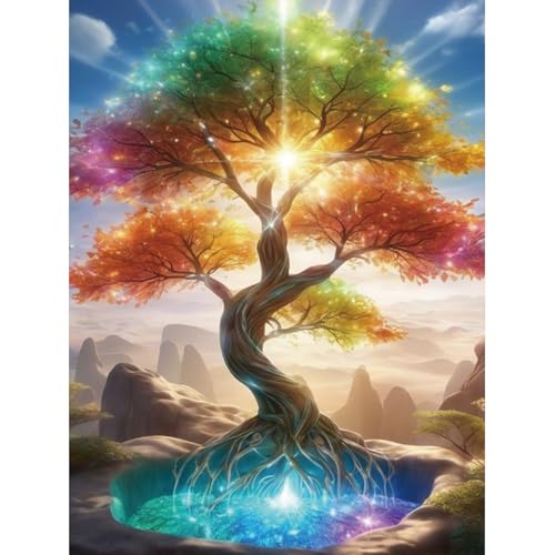 ZEELANNA Diamond Painting Diamant Bilder Erwachsene 5D Diamond Painting Baum Voll Set DIY Malerei Strass Diamant Painting Bilder Erwachsene 30x40cm Bunter Baum von ZEELANNA