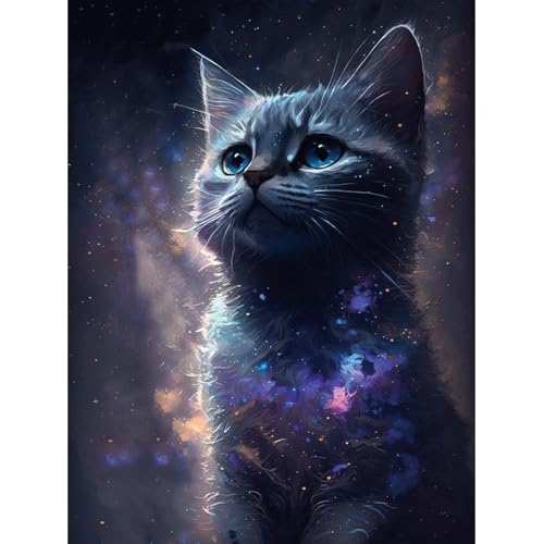 ZEELANNA Diamond Painting Diamant Bilder Erwachsene 5D Diamond Painting Katze Voll Set DIY Malerei Strass Diamant Painting Bilder Erwachsene 30x40cm Farbige Katze von ZEELANNA