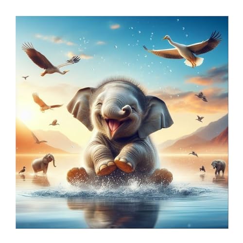 ZEELANNA Diamond Painting Elefant Diamond Painting Bilder Diamond Painting Erwachsene Fantasy Landschaft 5D Diamond Painting Set Diamant Painting Bilder Erwachsene 30x30 für Home Wand Decoration von ZEELANNA