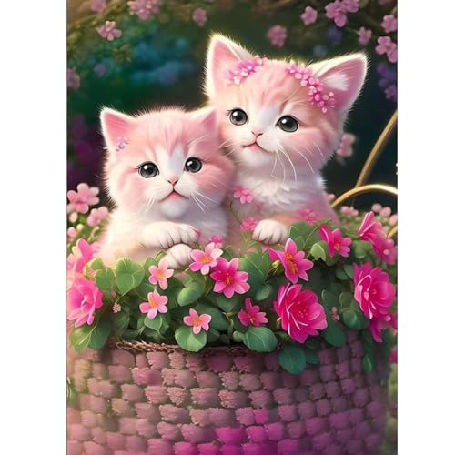 ZEELANNA Diamond Painting Kätzchen Diamond Painting Erwachsene Diamond Painting Bilder Süße Katze Diamond Painting Set Diamant Painting Bilder Erwachsene für Home Wand Decoration 30x40cm von ZEELANNA