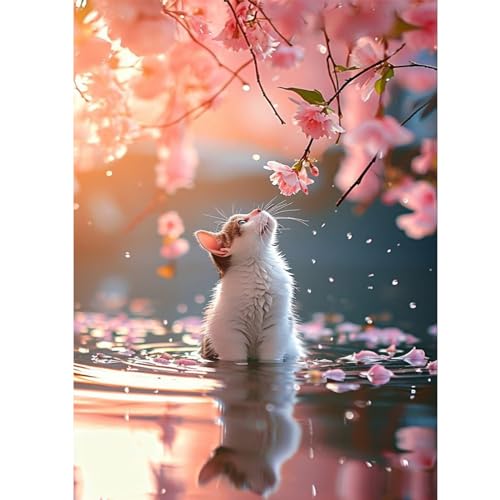 ZEELANNA Diamond Painting Katze Diamant Painting Bilder Diamond Painting Bilder Diamond Painting Erwachsene DIY Diamond Painting Set Erwachsene 30x40cm für Home Wall Decor Katze unter Baum von ZEELANNA