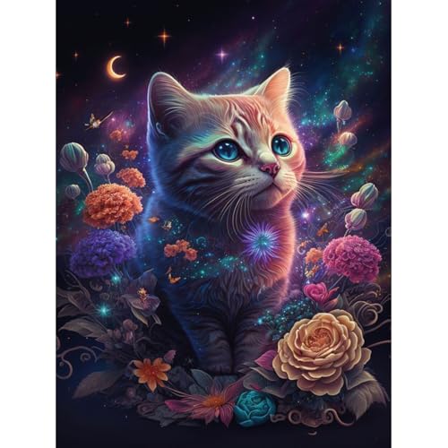 ZEELANNA Diamond Painting Katze Diamant Painting Bilder Diamond Painting Bilder Süße Katze Diamond Painting Erwachsene DIY Diamond Painting Set Erwachsene 30x40cm für Home von ZEELANNA