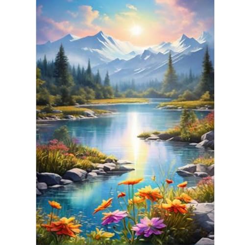 ZEELANNA Diamond Painting Lake Diamond Painting Bilder Diamond Painting Erwachsene See Landschaft 5D Diamond Painting Set Diamant Painting Bilder Erwachsene 30x40 für Home Wand Dekor von ZEELANNA