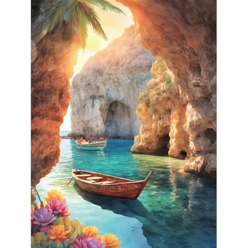 ZEELANNA Diamond Painting Landschaft Diamant Painting Bilder Diamond Painting Bilder Insel Diamond Painting Erwachsene DIY Diamond Painting Set Erwachsene 30x40cm für Home Boot von ZEELANNA