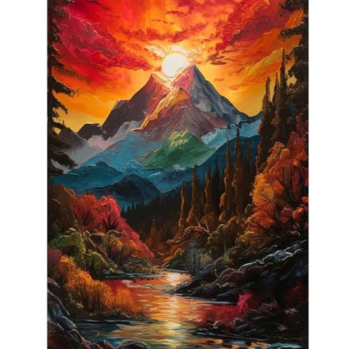 ZEELANNA Diamond Painting Landschaft Diamant Painting Bilder Diamond Painting Bilder Sonnenuntergang Diamond Painting Erwachsene DIY Bach Diamond Painting Set Erwachsene 30x40cm für Home von ZEELANNA