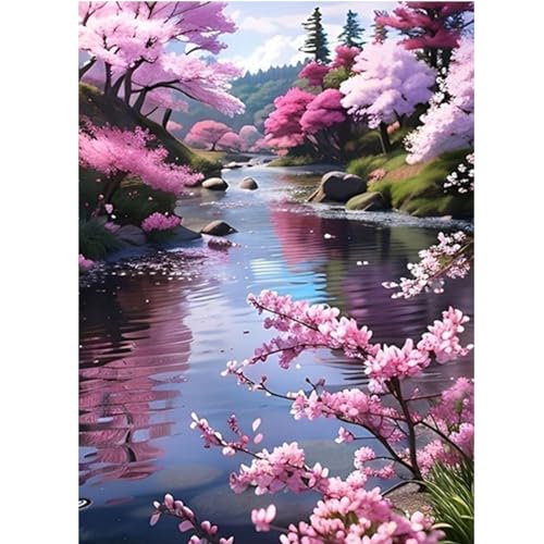 ZEELANNA Diamond Painting Landschaft Diamond Painting Erwachsene Diamond Painting Bilder Landschaft am Bach Diamond Painting Set Diamant Painting Bilder Erwachsene für Home Wand Decoration 30x40cm von ZEELANNA