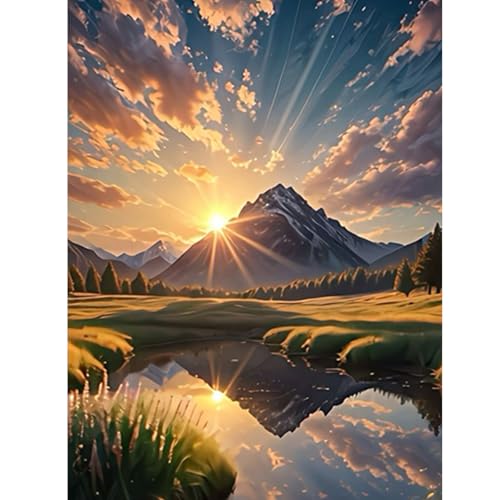 ZEELANNA Diamond Painting Sonnenuntergang, Diamant Painting Bilder Naturlandschaft, DIY Diamant Vollbild, Diamond Painting Erwachsene, 5D Diamant Painting für Wand Dekoration 30x40cm von ZEELANNA