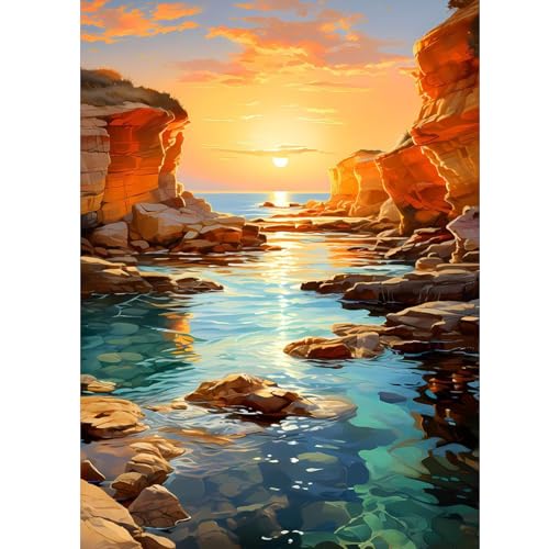 ZEELANNA Diamond Painting Sonnenuntergang Diamant Painting Bilder Ufer, Diamond Painting Erwachsene Diamond Painting Bilder, DIY Diamant Malerei Set für Home Dekor 30x40cm Landschaft von ZEELANNA