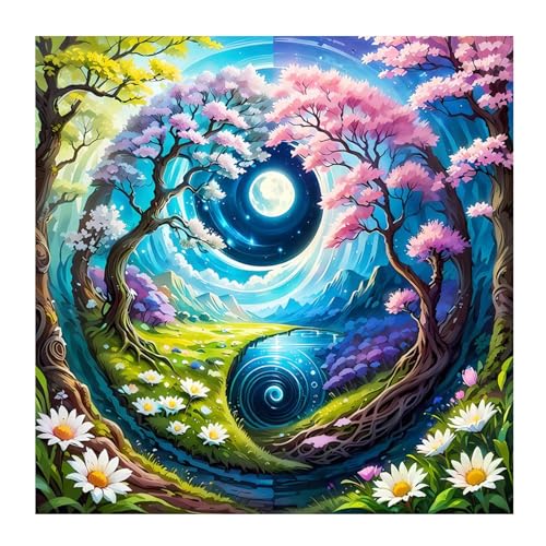 ZEELANNA Diamond Painting Yin und Yang Landschaf Diamant Painting Bilder Diamond Painting Bilder Blume Diamond Painting Erwachsene DIY Diamond Painting Set Erwachsene 30x30cm für Home Landschaft von ZEELANNA