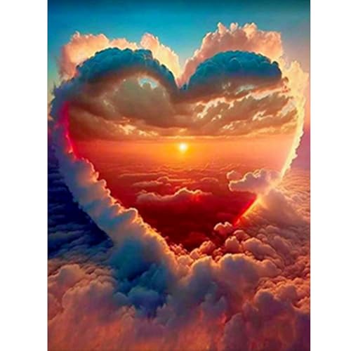 ZEELANNA Herz Diamond Painting 5D DIY Diamond Painting Erwachsene, Sonnenuntergang Diamond Painting Bilder Voll Set Diamant Painting Erwachsene für Home Wanddeko, 30x40cm von ZEELANNA