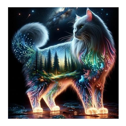 ZEELANNA Katze Diamond Painting 5D DIY Diamond Painting Erwachsene, Landschaft Diamond Painting Bilder Voll Set Diamant Painting Erwachsene für Home Wanddeko, 30x30cm von ZEELANNA