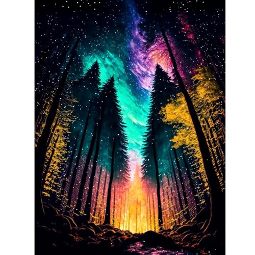 ZEELANNA Wald Diamond Painting 5D DIY Diamond Painting Erwachsene, Farbe Himmel Diamond Painting Bilder Voll Set Diamant Painting Erwachsene für Home Wanddeko, 30x40cm von ZEELANNA