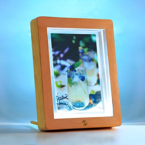 ZEEYUAN Bilderrahmen 13x18 mit Led Holz Fotorahmen aus Acryl Moderner Rahmen für Hochzeit Familien Geburtstag von ZEEYUAN