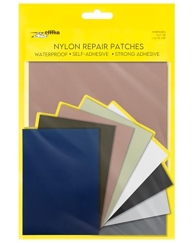 ZEFFFKA Nylon Selbstklebende Reparatur Patches 8er Pack Wasserdicht Langlebig 13x18cm Stoff Patches für Jacken Zelte Rucksäcke Schlafsäcke Kleidung Kein Bügeln Einfache Anwendung von ZEFFFKA