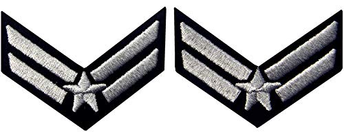 Air Force Flieger Chevron Rank Fashion Dekorative Emblem Besticktes Eisen Auf Nähen Auf Patch, Silber, 2 Stk von ZEGIN