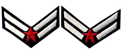 Air Force Flieger Chevron Rank Fashion Dekorative Emblem Besticktes Eisen Auf Nähen Auf Patch, Weiß & Rot, 2 Stk von ZEGIN