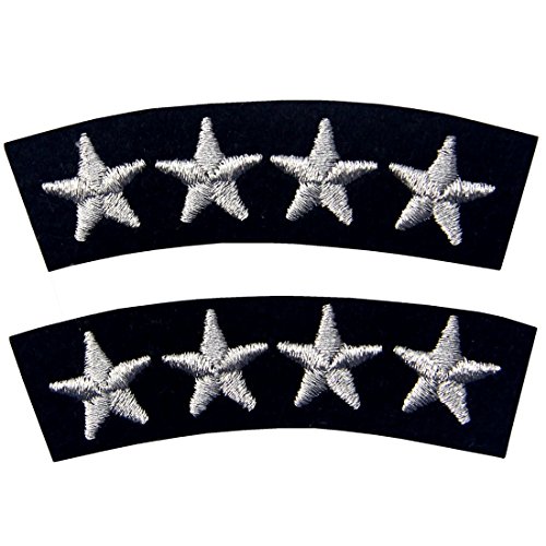 Navy Uniform Vier Sterne Gestickte Mode Dekorative Eisen Auf Nähen Auf Patch, Silber, 2er Pack von ZEGIN