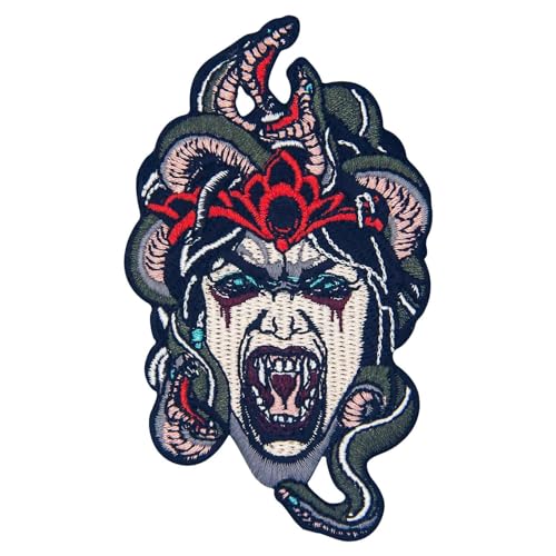 ZEGIN The Roaring Medusa Patch Embroidered Applique Badge Iron On Sew On Emblem, 2.4 * 4 Inches von ZEGIN