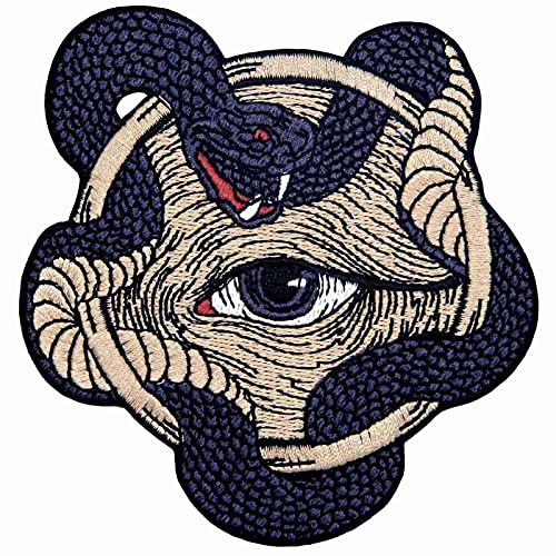 Aufnäher mit Aufschrift "All Seeing Eye with Snake Boa", bestickt, zum Aufbügeln oder Aufnähen von ZEGINs