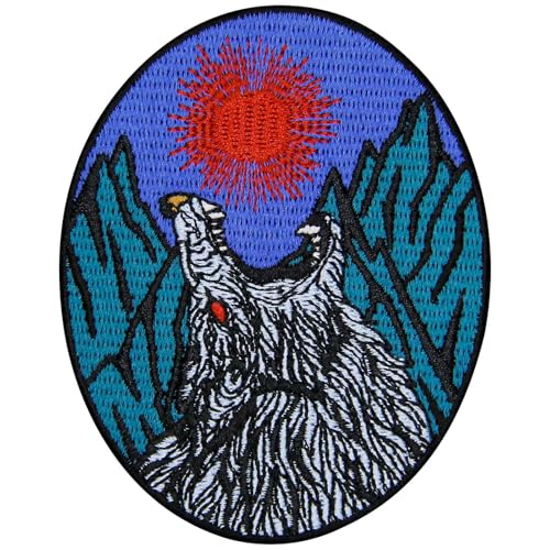 ZEGINs Aufnäher, Motiv: Heulende Wölfe unter dem Vollmond, bestickt, zum Aufbügeln oder Aufnähen ZEGINs Aufnäher, Motiv: Heulende Wölfe unter dem Vollmond, bestickt, zum Aufbügeln oder Aufnähen von ZEGINs