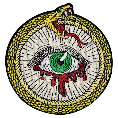 Zegins Ouroboros Unendlichkeitssymbol mit blutigem Allsehen-Augenaufnäher, bestickt, zum Aufbügeln oder Aufnähen von ZEGINs