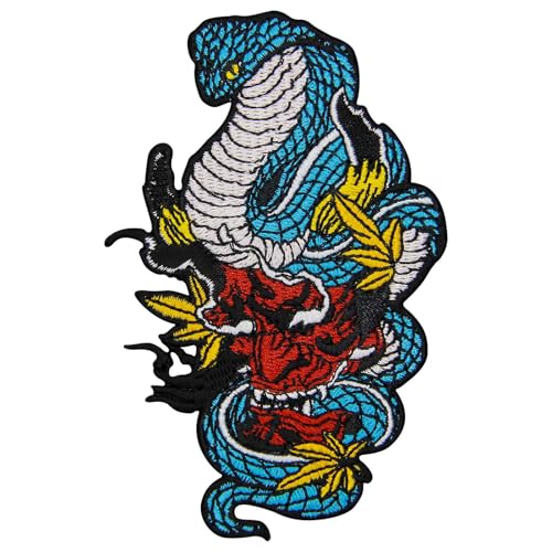 Zegins The King Cobra Hannya Oni Mask Patch Embroidered Applique Badge Iron On Sew On Emblem von ZEGINs