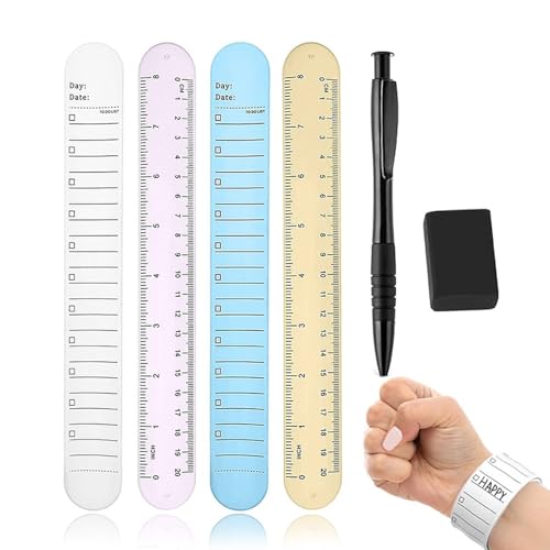 4Pcs Wearable Nurse Notepad Wristbands, To Do List Slap Bracelets, Reusable Silicone Memo Wrist Band, Memo Wrist Band Dry Erase Slap Wrist Strap, Waterproof Wearable Memo Wrist Band von ZEID