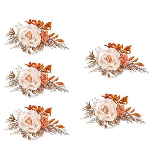 ZEKANXX Künstliche Seidenblume mit Anstecknadel, realistisches Blumen-Dekorationsset für elegante Hochzeits-Corsage und Handgelenk-Blume von ZEKANXX