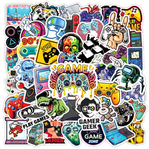 50 PCS Video Gaming Spiel Sticker Aufkleber für Laptop, Telefon, Wasserflasche, Skateboard, Koffer, Gitarre, Pad, niedliche ästhetische Vinyl Aufkleber, Wasserdicht, Scrapbook Aufkleber (J) von ZELAITE