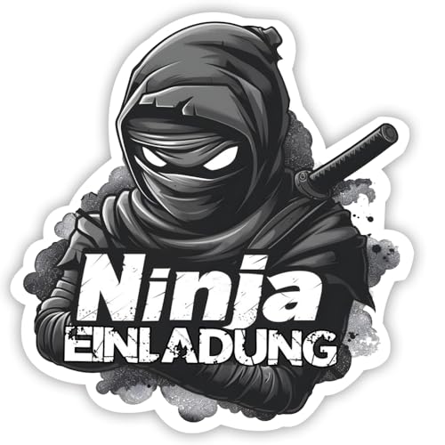 ZELAITE 12x Ninja EINLADUNGSKARTEN KINDERGEBURTSTAG Mädchen Junge - Stylishe Einladung zum Geburtstag für Jungs und Mädchen - Einladungskarten Geburtstag - Party Geburtstagseinladungen (G) von ZELAITE