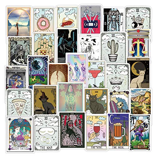 ZELAITE 50 PCS Tarot Sticker Aufkleber für Astrologie Laptop, Telefon, Wasserflasche, Skateboard, Koffer, Gitarre, Pad, niedliche ästhetische Vinyl Aufkleber, Wasserdicht, Scrapbook Aufkleber (G) von ZELAITE