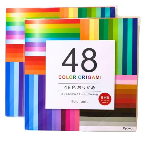 Japanisches Origami-Papier, quadratisch, 15,2 x 15,2 cm, 48 Farben (96 Blatt), einseitiges Faltpapier für Kinder und Erwachsene, 15 cm, hergestellt in Japan von ZEN GIFT ENTERPRISE