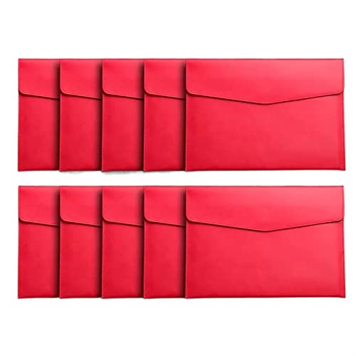 farbige dateiordner 10 Stück A4-Papier-Aktenordner, Leder-Dokumententasche, verdickter Druckknopf, Vertragsrechnungs-Organizer, Premium-Ordner mit großer Kapazität brieftaschen-ordner(Red) von ZENGXJYCQINGJIANG