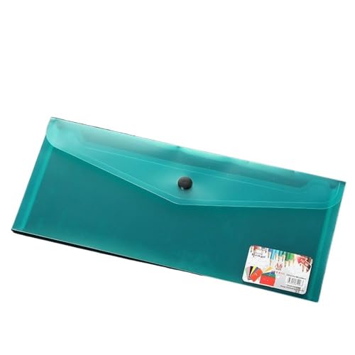 farbige dateiordner 25,5 * 13 cm Briefpapier-Umschlag-Aufbewahrungstasche Kunststoff-Dokumententasche mit Druckknopf Transparente gefrostete Dateiordner Bürobedarf brieftaschen-ordner(Green) von ZENGXJYCQINGJIANG