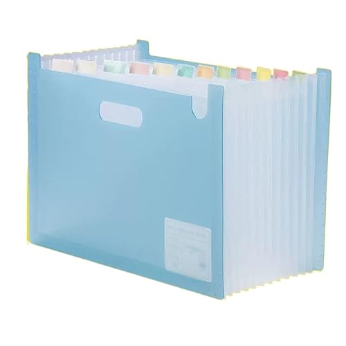 farbige dateiordner Vertikaler Handheld-Ordner, 13 Schichten großvolumiger Datenspeicher-Einsatztasche, horizontaler Stretch-Datei-Organisationsordner brieftaschen-ordner(Blue) von ZENGXJYCQINGJIANG