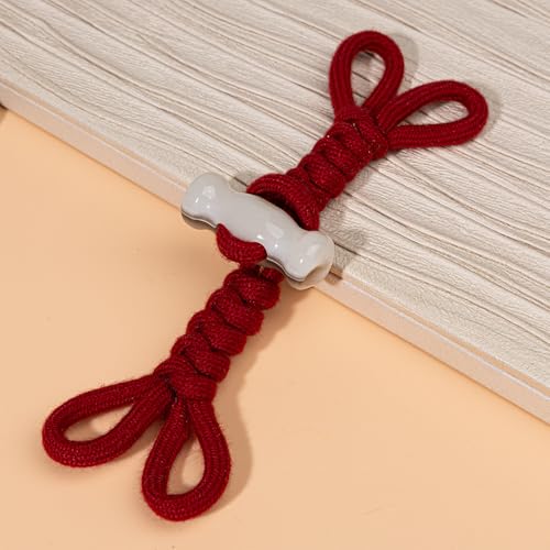 ZENZDS 2/4 Paar 16,5 cm rote Seil-geflochtene Horn-Kippknöpfe Seil-Kippknopf zum Aufnähen mit Knebelverschluss für Mantel, Windjacke, Jacke von ZENZDS