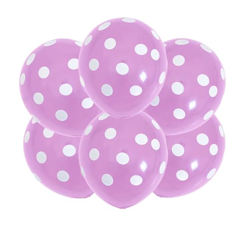 GINGER ZENZERO® FARBIGE POLKA DOT BALLONS für PARTY aus Latex Abmessungen Ø 30 cm Teile: 6 Farbe: (Rosa mit weißen Punkten) von ZENZERO