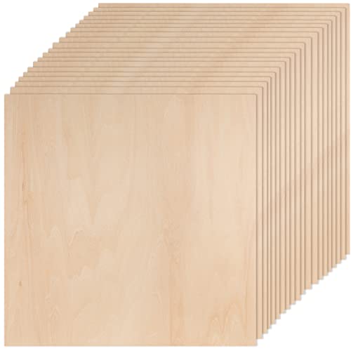 ZEONHAK Quadratische Bastelholzplatten, 3 mm Holz-Sperrholzplatten, 25,4 x 25,4 cm, 25,4 x 25,4 cm, 20 Stück von ZEONHAK