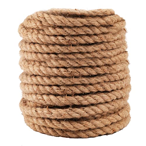 ZEONHEI 1 Stück 30M x 12mm natürlicher Jute Hanfseil, 3 Heavy Duty Schnur für Handwerk, Jutekordel für DIY, Garten, Handwerk, Haus Dekoration, Braun von ZEONHEI