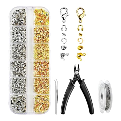 Schmuckherstellungs-Set, Quetschperlen und professionelle Crimpzange, Schmuckdesign-Werkzeug, Crimpschlauch-Set, Legierung, Textur, Bastelzubehör Schmuckherstellungs-Set, Quetschperlen und professionelle Crimpzange, Schmuckdesign-Werkzeug, Crimpschlauch-Set, Legierung, Textur, Bastelzubehör von ZEPFJHE