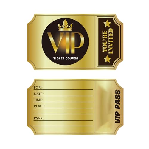 ZEPFJHE 100pcs Movie VIP Party Einladungen Doppelseitig Beschreibbare Einladungskarten 6x3.5in Geburtstagsfeiereinladungen Für Hochzeit von ZEPFJHE