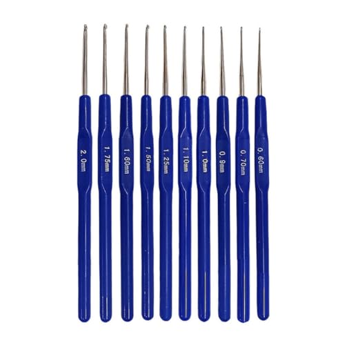 ZEPFJHE 8/10 Stück ergonomisches Häkelnadel-Set, 0,6 mm - 2,0 mm, verschiedene Größen, Häkelnadeln, Stricknadeln für Handwerk von ZEPFJHE