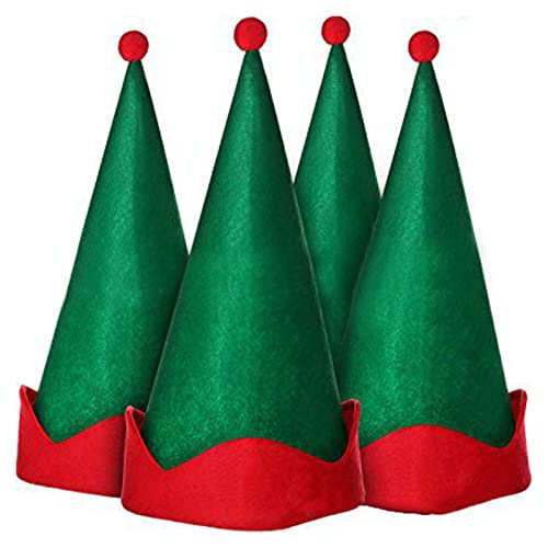 ZEPFJHE Grüne Weihnachtsmütze Nikolausmütze Mütze Spitzhut für Erwachsene Kinder Weihnachten Dress Up Party von ZEPFJHE