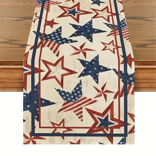 ZEPFJHE Rutschfester Tischläufer für Gedenktage, Vintage-Leinenstoff, Festival-Flaggenmuster, für Ess- und Tischdekorationen ZEPFJHE Rutschfester Tischläufer für Gedenktage, Vintage-Leinenstoff, Festival-Flaggenmuster, für Ess- und Tischdekorationen von ZEPFJHE