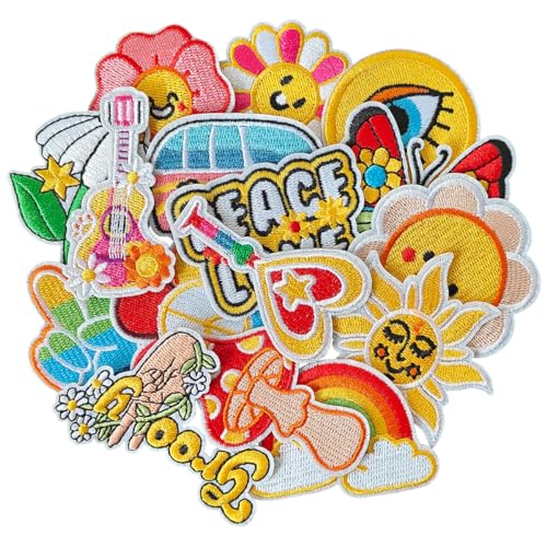 ZESION 16Pcs Iron On/sew On Children's Cartoon Embroidered Patches for Clothes, Hats, Jeans, Pants, Jackets, Shoes, Backpack Repair and Decoration/Yellowish von ZESION