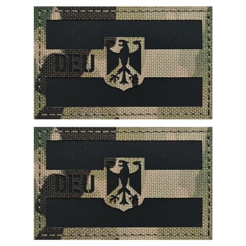 ZESION 2PCS DEU Deutschland IR Infrarot Reflektierende Aufnäher Set, Taktische Aufnäher, Voll bestickte Militär Aufnäher für Mützen, Taschen, Westen, Uniformen/Eagle von ZESION