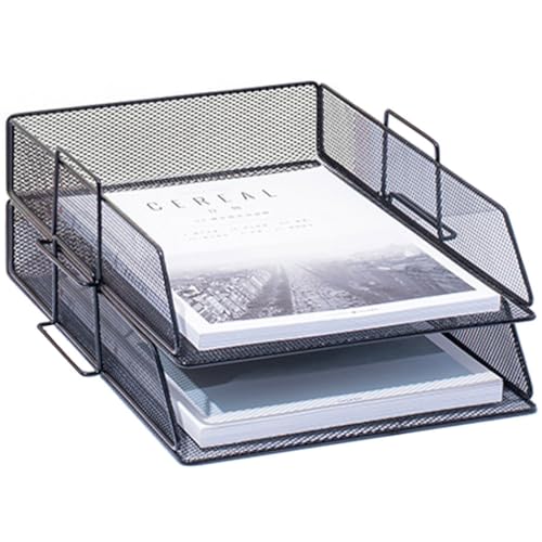 ZESLIV Schreibtisch Organizer mit Aktenhalter, 2-stufiger Briefablage mit Schublade, Mesh Schreibtisch Akten Organizer mit Zeitschriftenhalter für büro organizer, Schwarz von ZESLIV