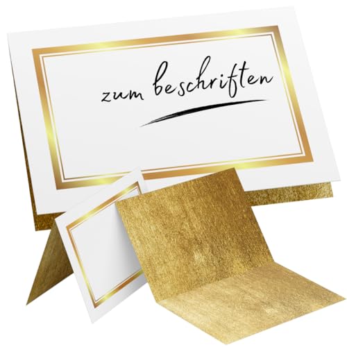 ZETTMANN® 50 Stück Premium Tischkarten Blanko Hochzeit 85x55mm Platzkarten Geburtstag Namensschilder Tischkarten Geburtstag Tischkarten Gold Weihnachten Konfirmation Deko NEU von ZETTMANN