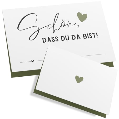 ZETTMANN® 50er Premium Tischkarten Hochzeit Schön dass du da bist 85x55mm I Tischkarten Geburtstag I Platzkarten I sehr gut beschreibbar (khaki - klassisch) von ZETTMANN